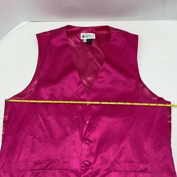 Biagio Collection Pink Vest Bow Tie And Handkerchief 100% Silk Size Medium - Picture 7 of 9